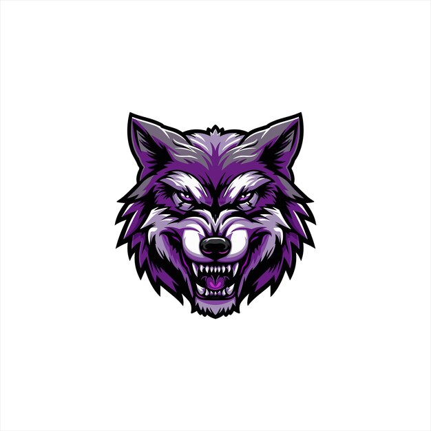 El logotipo de la mascota del lobo enojado