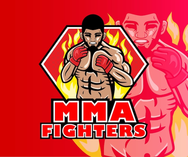 Vector logotipo de la mascota de luchadores mma