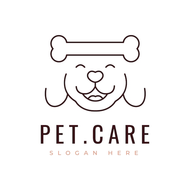 logotipo de mascota minimalista moderno veterinario perro cabeza de gato mascota animal amigo lindo diseño de logotipo ilustración gráfica vectorial