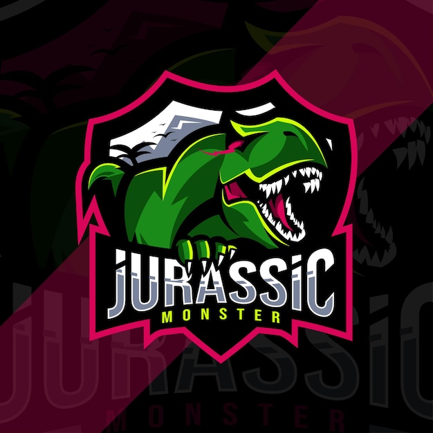 Logotipo de la mascota del monstruo jurásico