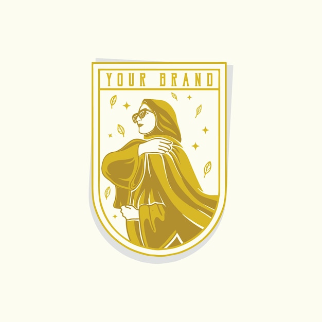 Logotipo de mascota musulmana hi jab de moda femenina