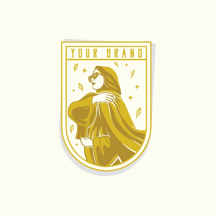 Vector logotipo de mascota musulmana hi jab de moda femenina