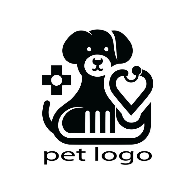 Vector un logotipo de mascota negro sobre un fondo blanco