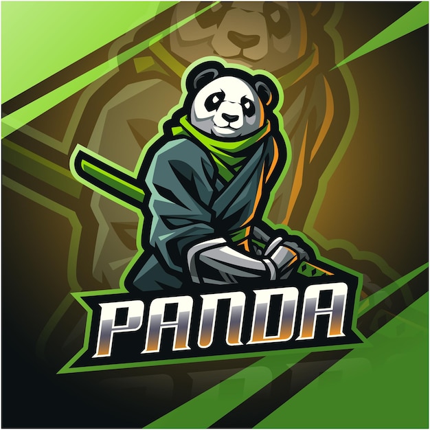Logotipo de mascota ninja panda esport