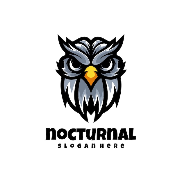El logotipo de la mascota nocturna simple del vector