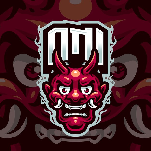 Logotipo de la mascota de Oni Head para eSports y equipo deportivo