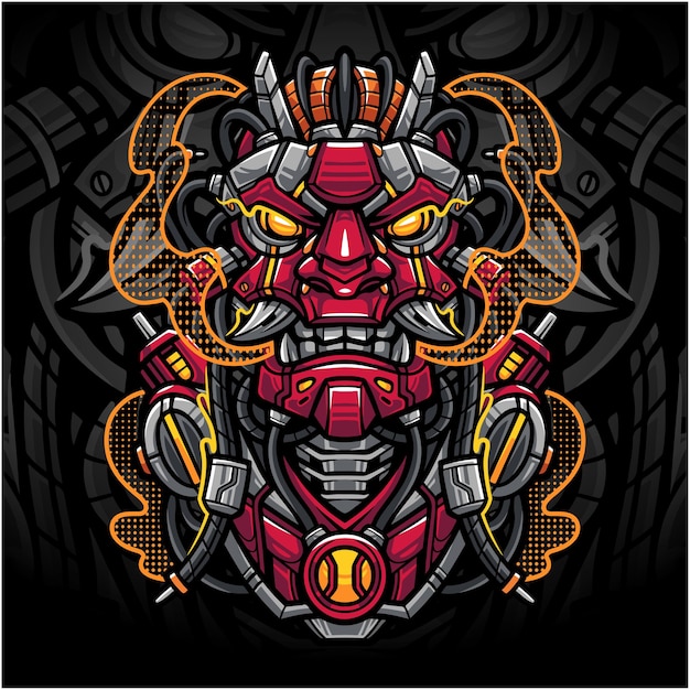 Logotipo de la mascota oni mecha esport