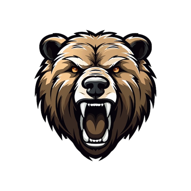 El logotipo de la mascota del oso marrón rugiente El logotipio de la Mascota del equipo de juegos de eSport El emblema de la maskota del animal del equipo deportivo