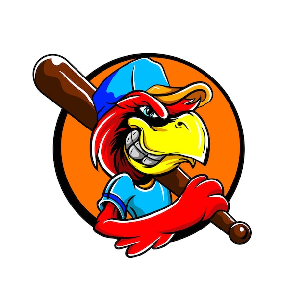 Logotipo de la mascota del pájaro de béisbol