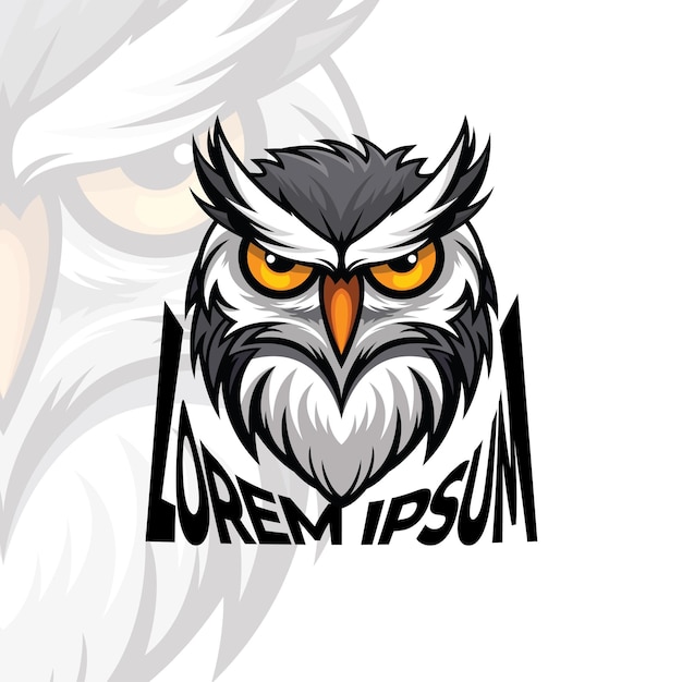 El logotipo de la mascota del pájaro búho, el logotipo de la noche, el diseño de la ilustración del pájaro de esport, el icono del logotipo del pájaro búho enojado.