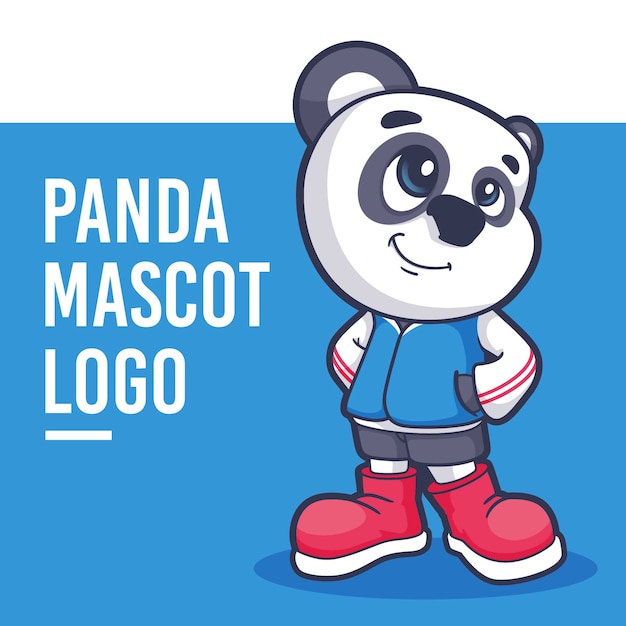Vector logotipo de mascota panda de dibujos animados