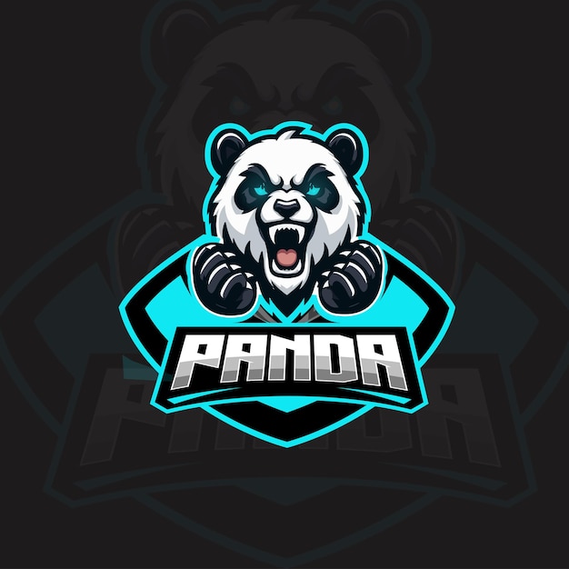 Vector el logotipo de la mascota del panda enojado