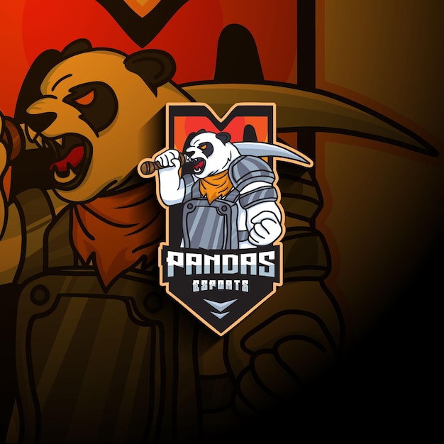 Logotipo de la mascota panda esport