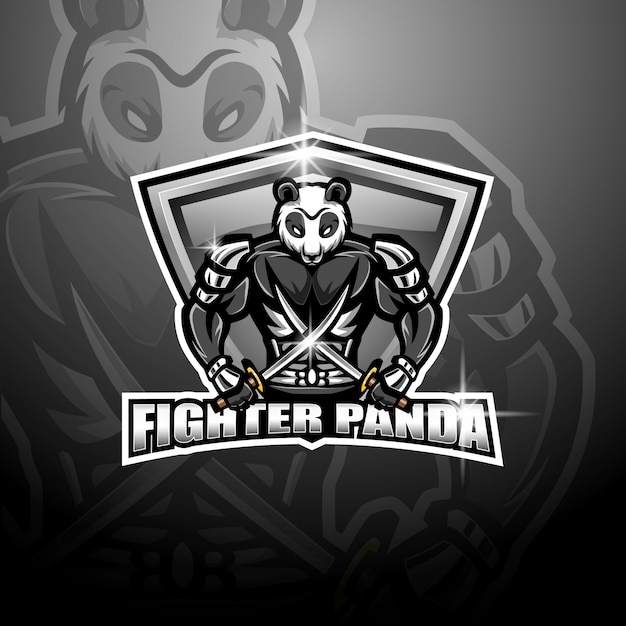 Logotipo de la mascota de panda fighter