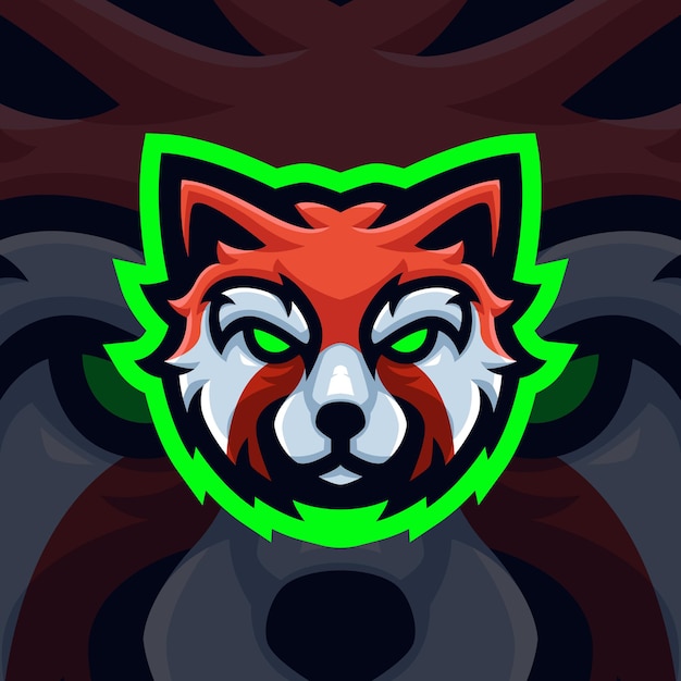 logotipo de la mascota del panda rojo para juegos twitch streamer juegos esports youtube facebook