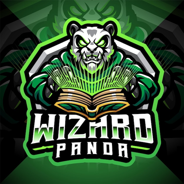 Logotipo de la mascota de panda wizard esport