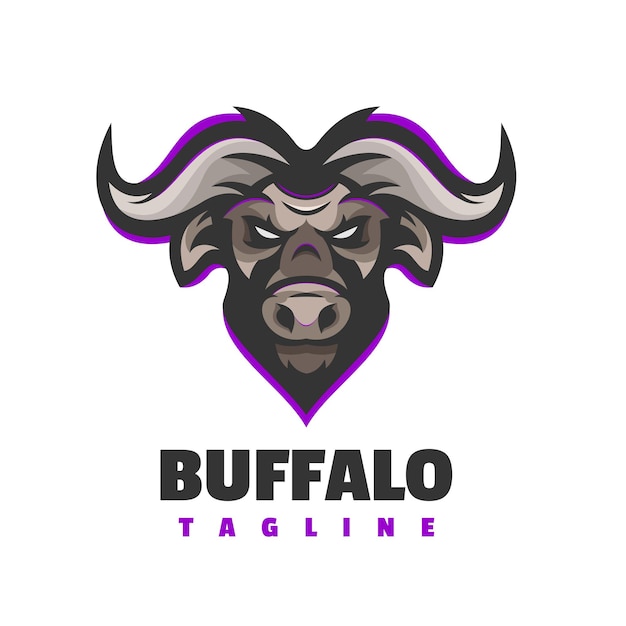 logotipo de mascota de personaje de cabeza de búfalo
