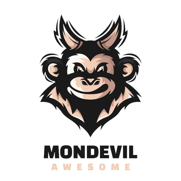 Logotipo de la mascota del personaje de la cabeza del mono del diablo