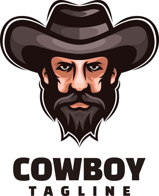 Logotipo de mascota de personaje de cabeza de vaquero