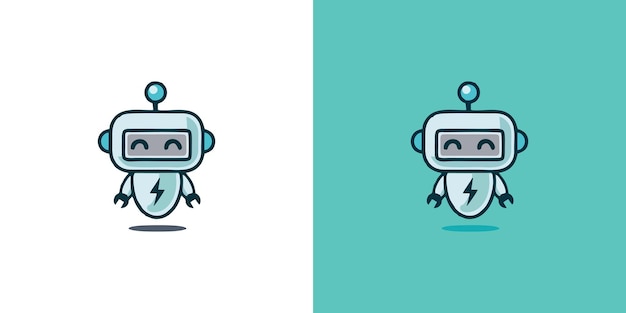 Logotipo de mascota de personaje de robot de dibujos animados lindo Vector Premium