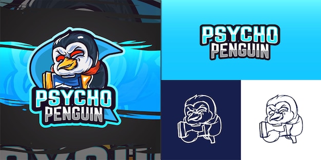 Logotipo de la mascota del pingüino para la ilustración de e-sport