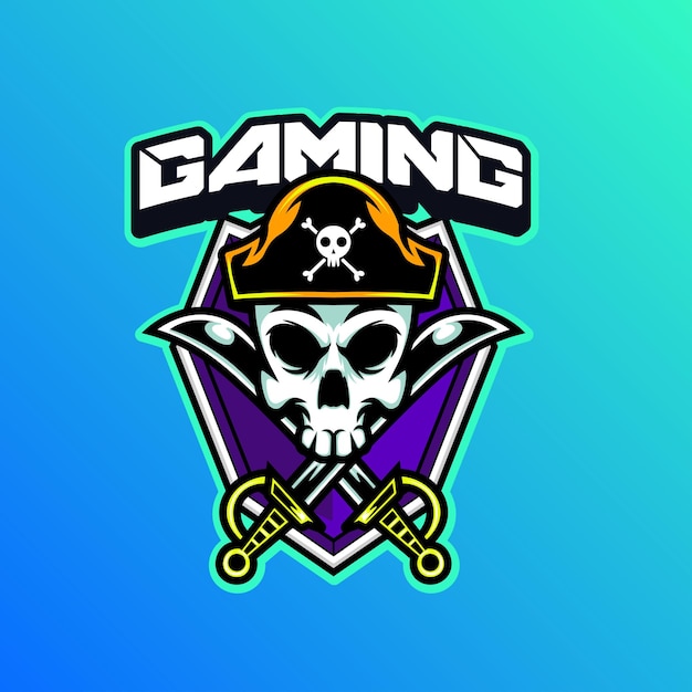 Logotipo de mascota de piratas con ilustración vectorial en estilo de logotipo de esport