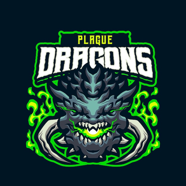 Logotipo de la mascota Plague Dragon Head para esport y equipo deportivo