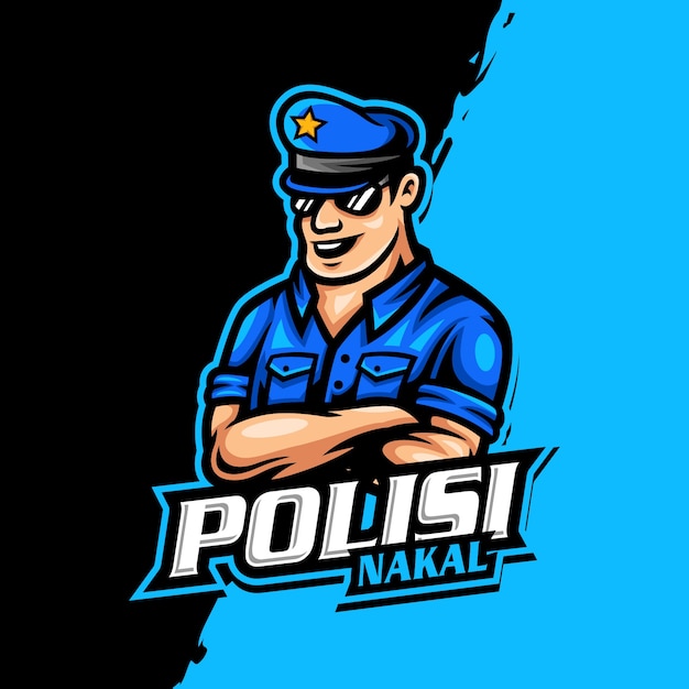 Vector logotipo de la mascota de la policía esport gaming