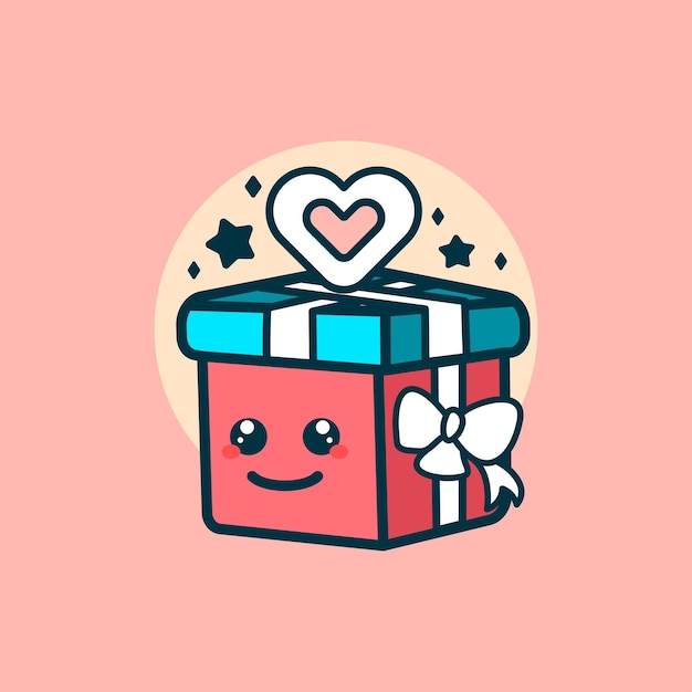 El logotipo de la mascota de regalo, el diseño del icono de la tienda, el valentín.