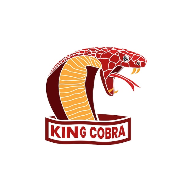 Logotipo de mascota rey cobra icono de serpiente diseño elegante único y moderno