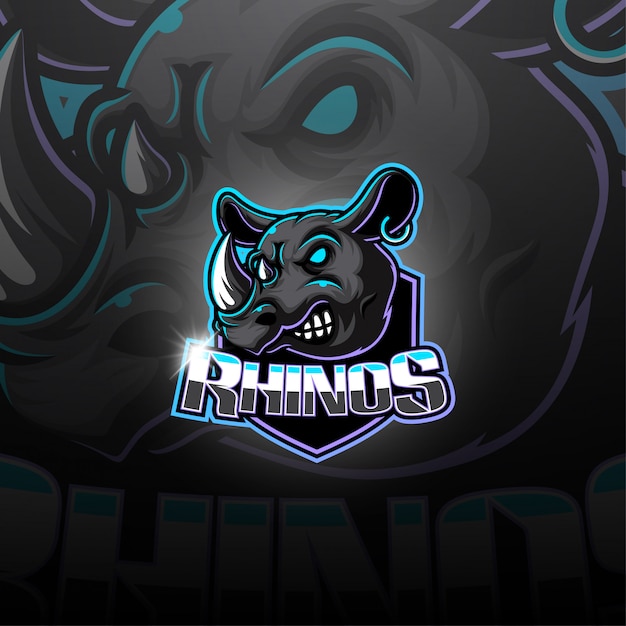 Vector logotipo de la mascota de rhino esport