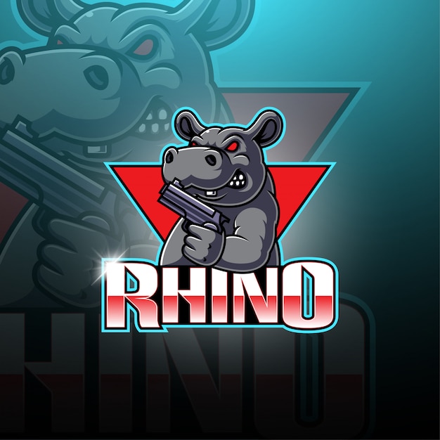 Vector logotipo de la mascota de rhino esport