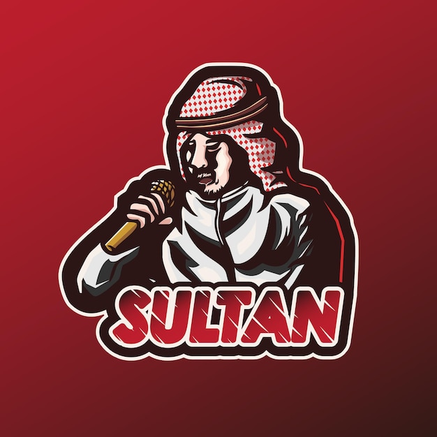 Logotipo de la mascota rich sultán cantante gráfico vectorial deportes