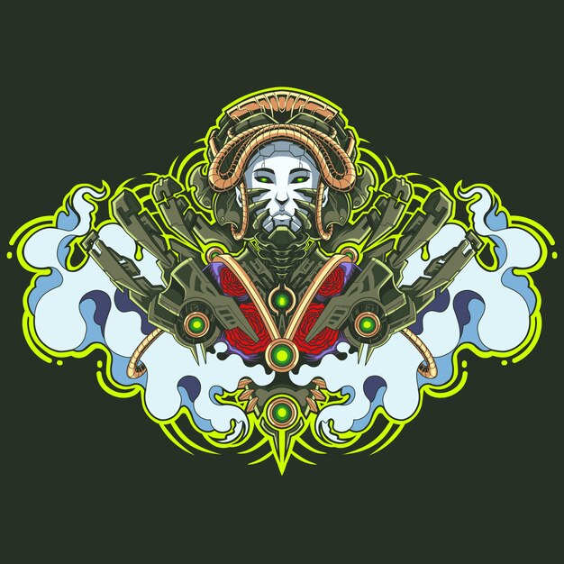 Logotipo de la mascota del robot geisha