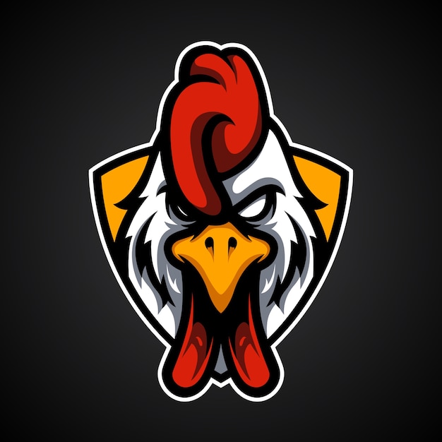 Logotipo de la mascota de rooster head e sport