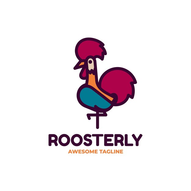El logotipo de la mascota de Roosterly Simple