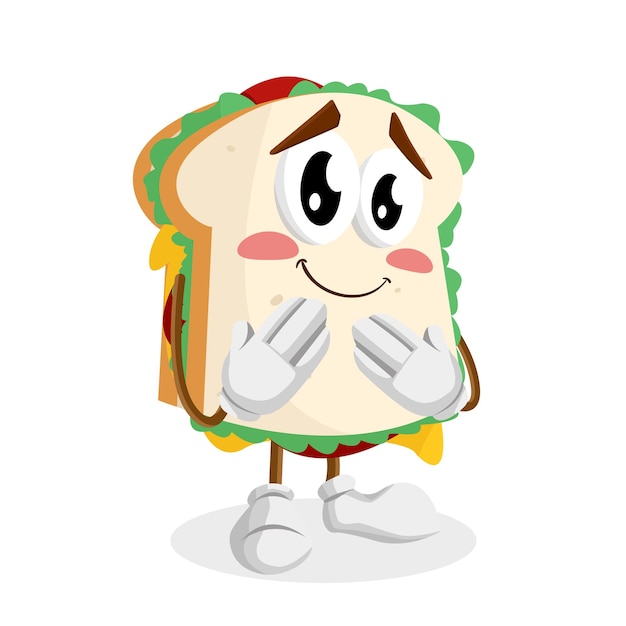 Logotipo de la mascota del sándwich con vergüenza