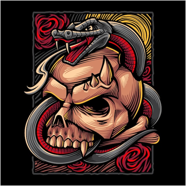 Logotipo de mascota de serpiente con calavera