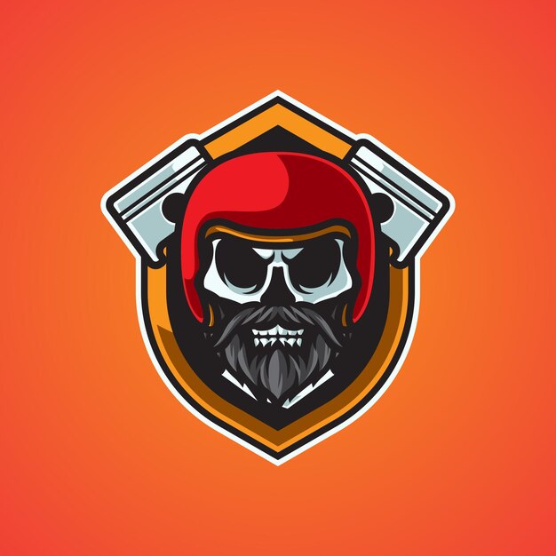 Logotipo de la mascota skull head biker