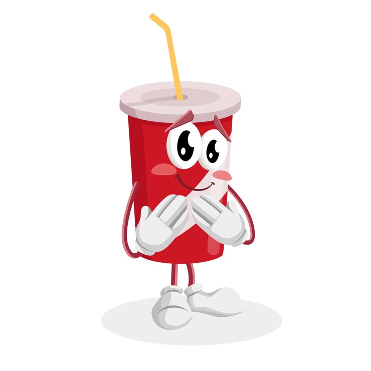 Vector el logotipo de la mascota de la soda se avergüenza de la postura