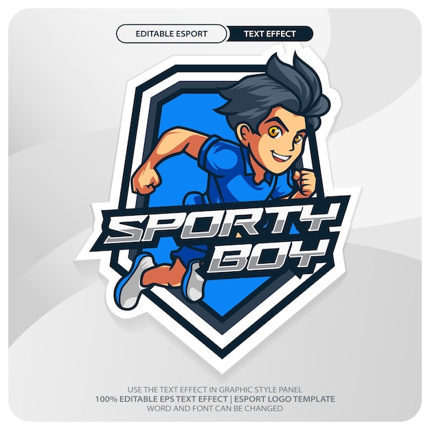 Logotipo de la mascota de Sporty Boy para Esports y Clubes Deportivos