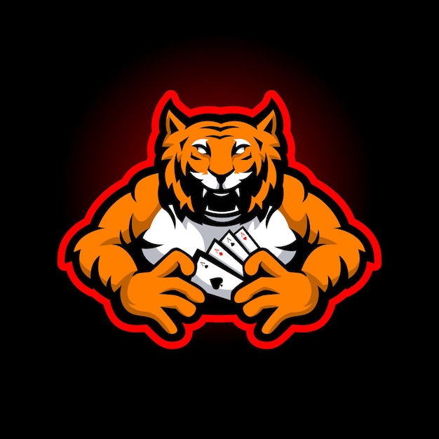 Logotipo de la mascota de la tarjeta de tenencia del tigre