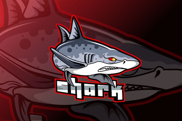 Logotipo de la mascota del tiburón para juegos deportivos electrónicos
