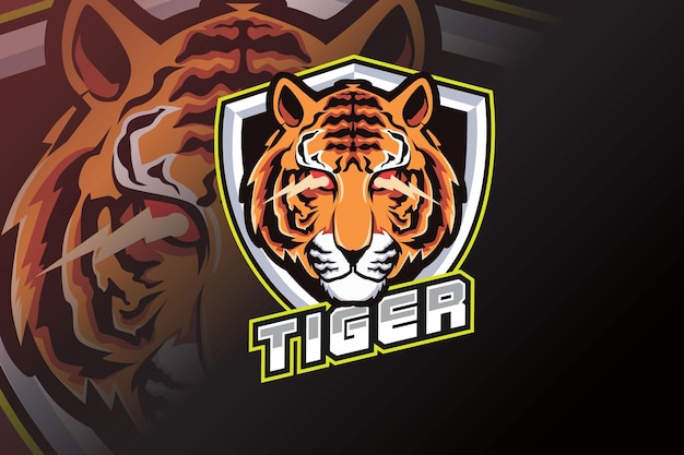 Logotipo de la mascota del tigre enojado para juegos deportivos electrónicos
