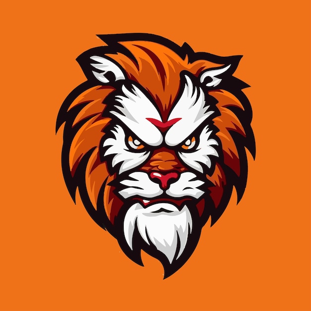 Logotipo de la mascota del tigre con el logotipo de vector premium de fondo naranja