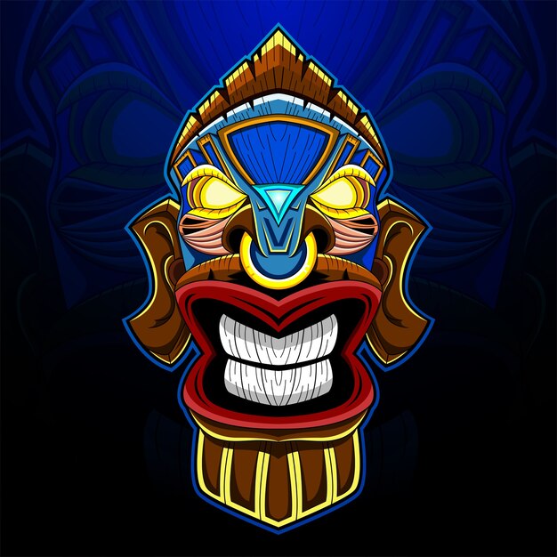 Logotipo de la mascota de tiki mask esport