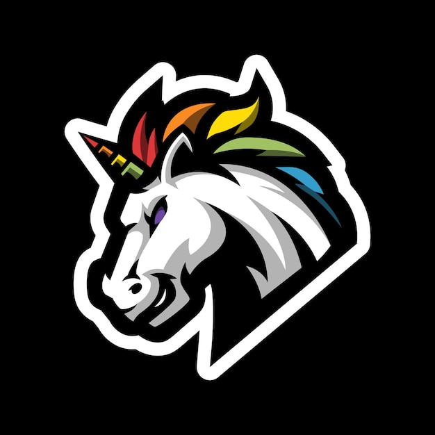 El logotipo de la mascota del unicornio arco iris