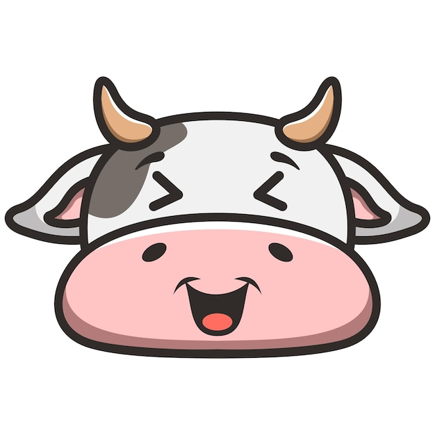 Vector logotipo de la mascota de la vaca linda de la cabeza