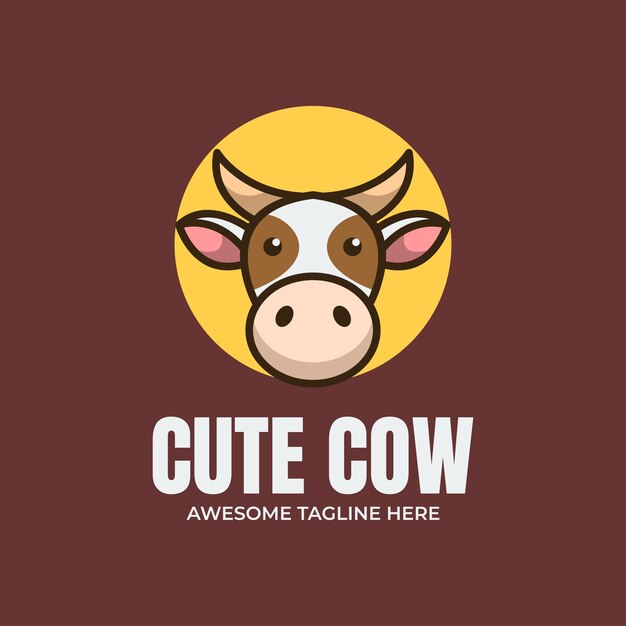 Logotipo de la mascota de la vaca linda