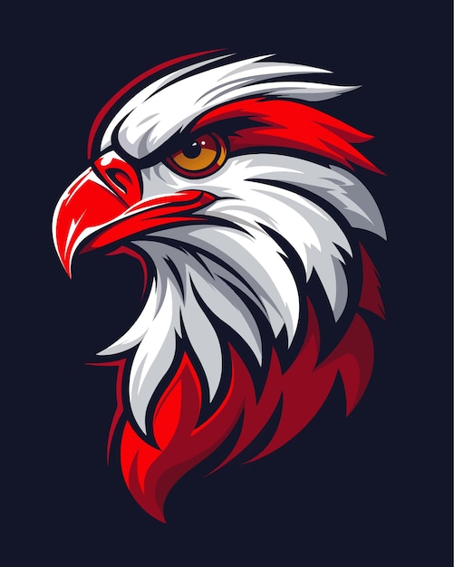 El logotipo de la mascota vectorial roja y blanca del águila garuda